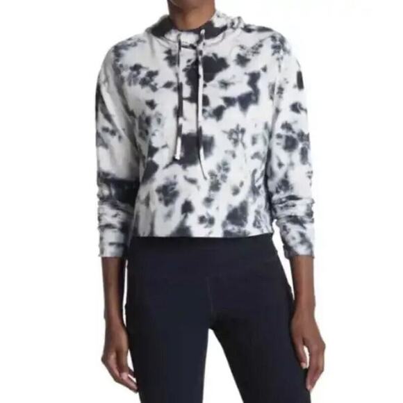 Z by Zella Women's Cropped Long Sleeve Tie Dye Hoodie in Black/Blue XS MSRP $30 - Picture 1 of 5